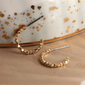 03752 Gold Cube Beaded Open Hoop Earrings By Pom