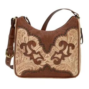 Annie's Secret Collection Shoulder Bag with Secret Compartment - Distressed Cream and Antique Brown