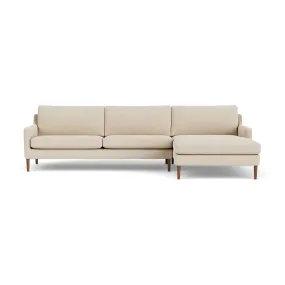 Astha Boucle Right Chaise Sofa (Walnut Natural, Sand Dune)