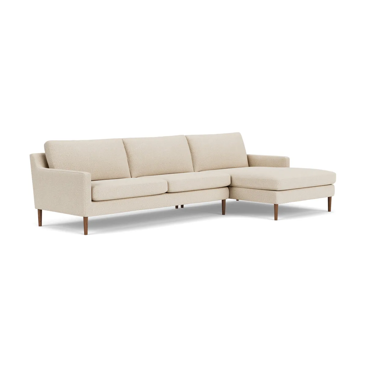 Astha Boucle Right Chaise Sofa (Walnut Natural, Sand Dune)