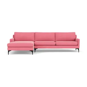 Astha Fabric Left Chaise Sofa (Black Metal, Bubble Gum)