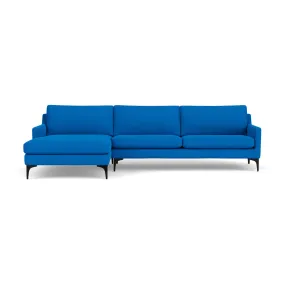 Astha Fabric Left Chaise Sofa (Black Metal, Cobalt Blue)