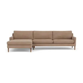 Astha Fabric Left Chaise Sofa (Walnut Natural, Caramel)