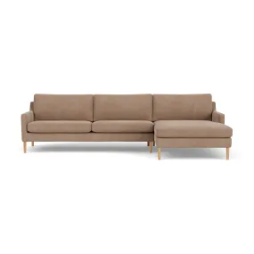 Astha Fabric Right Chaise Sofa (Oak, Caramel)