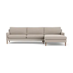 Astha Fabric Right Chaise Sofa (Walnut Natural, Agnes Brown)