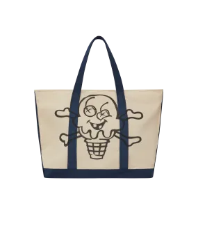 Stylish Ecru and Navy Cones and Bones Tote Bag - Perfect for Everyday Use