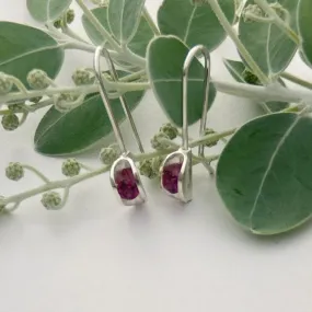 Garnet silver drop earrings