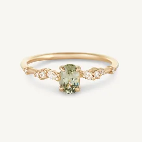 i dreamed of you one-of-a-kind - 14k yellow gold ring, pale sage green oval sapphire