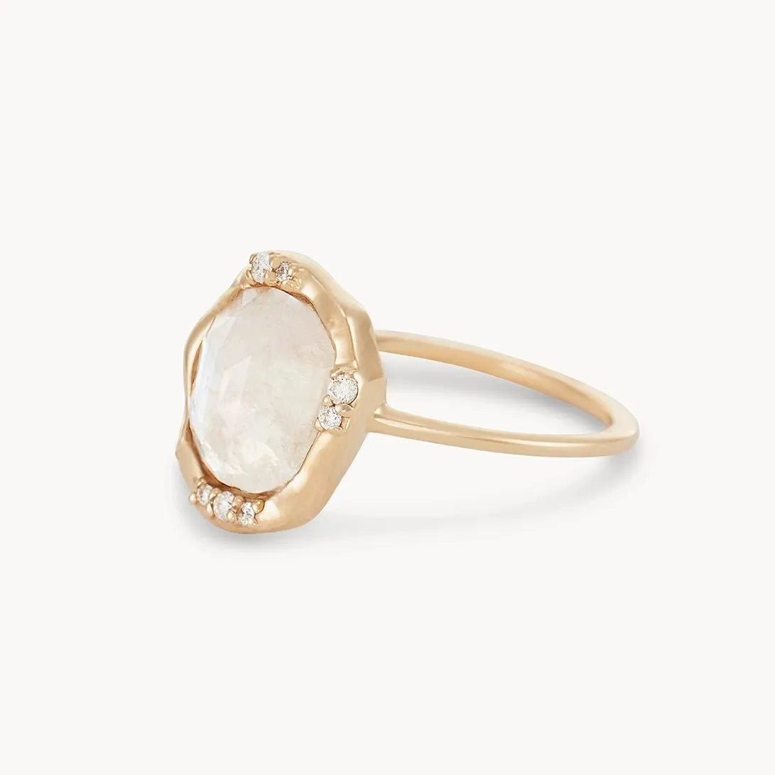 moonstone mood ring - 14k yellow gold