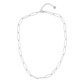 Passion Waterproof Oval Delicate Link Necklace Silver Plating