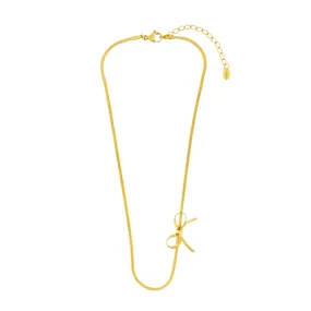 Passion Waterproof Short Bow Necklace 18K Gold Plating