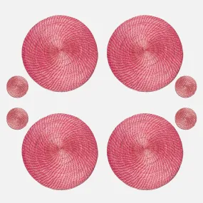 Pink Unique Placemats and Coasters 8 Set