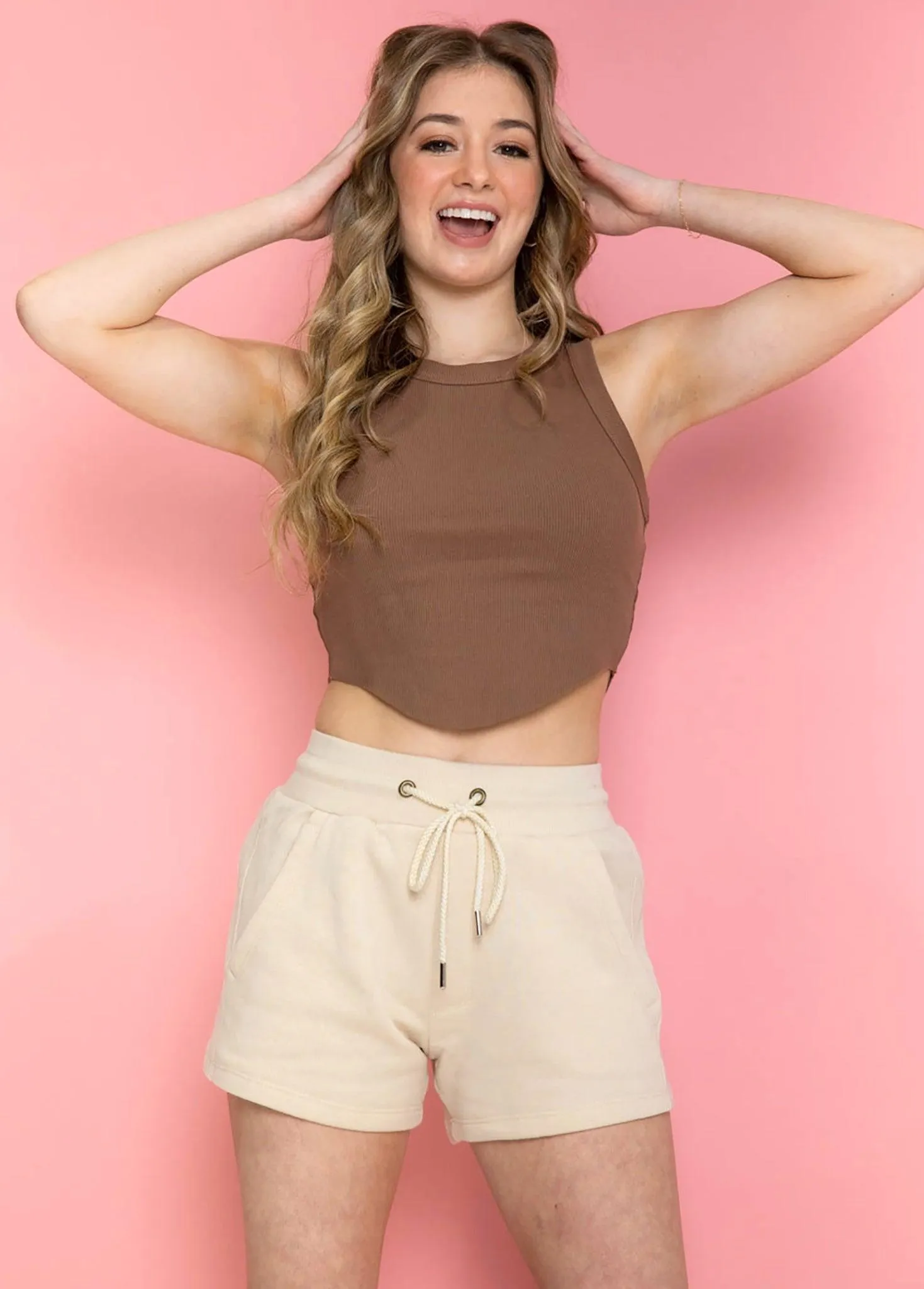 RAVEN Rib Knit U Hemline Crop Top