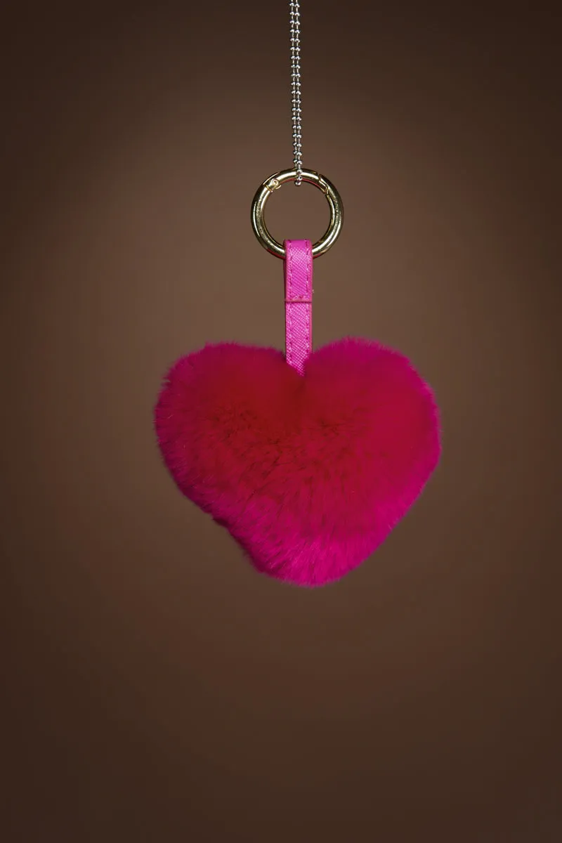 Rex Rabbit Heart Fur Keychain