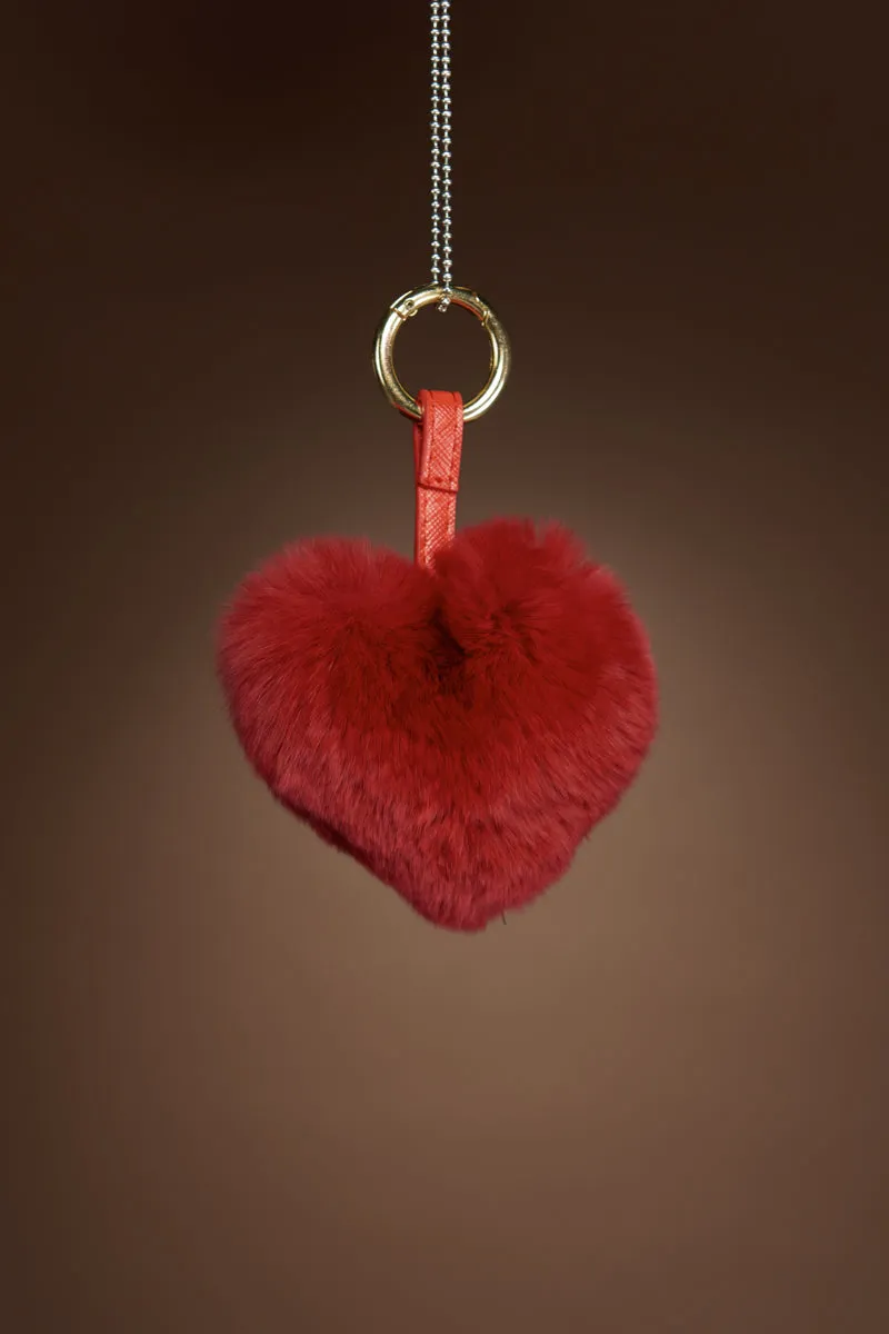 Rex Rabbit Heart Fur Keychain