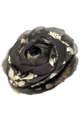 Silk Camelia Brooch - Black, Natural, Bronze