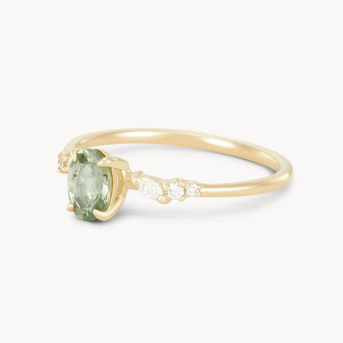 sunlit promise one-of-a-kind ring - 14k yellow gold, green oval sapphire