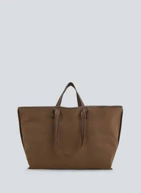 Tote canvas | breen / oil dark brown